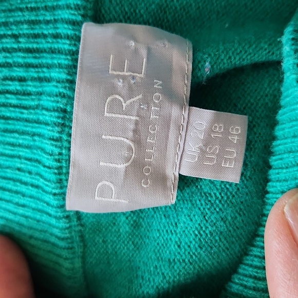 Pure Collection Spring Jade cotton wool cashmere sweater size 18 green soft cozy - Picture 12 of 14